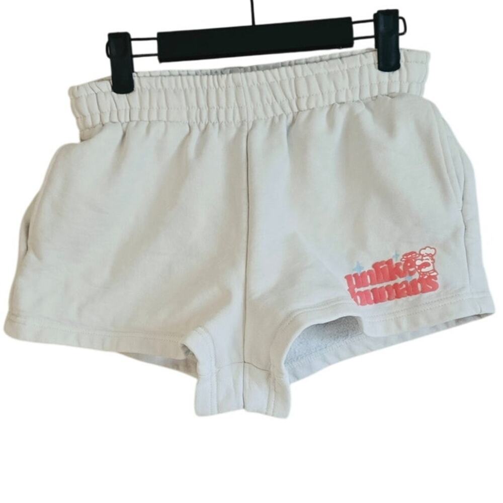Unlike humans cream fleece shorts size xs